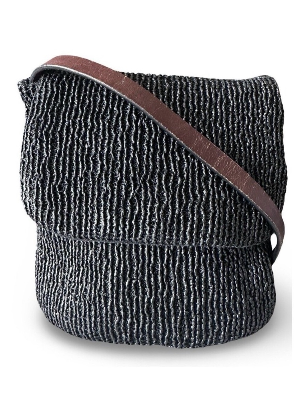 🧡HOBO International Crossbody Weave embroidery texture black bag